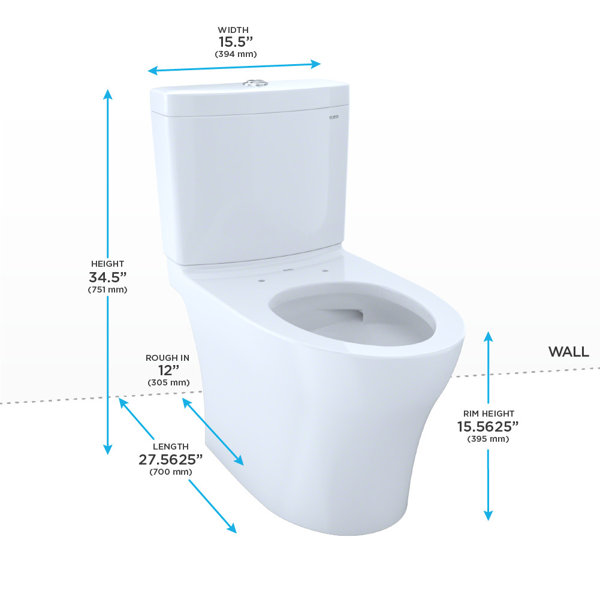 Toto Aquia Iv 1G TwoPiece Elongated Dual Flush 1.0 And 0.8 Gpf Skirted Toilet With Cefiontect